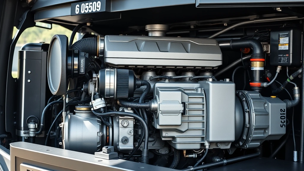 Modern truck engine bay displaying 6.6 liter V8 gasoline engine with clean components and detailed mechanical systems, professional automotive detail shot with natural lighting