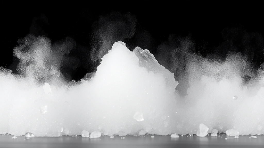 Close-up of dry ice sublimating into white fog against a black surface, demonstrating the direct gas-to-solid phase transition without melting