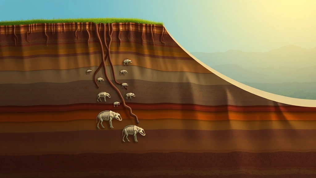 Underground geological cross-section showing layers of sedimentary rock with fossil fuel deposits buried deep beneath Earth's surface, professional scientific illustration style
