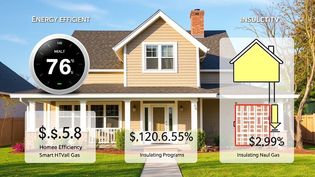 Energy-efficient home with smart thermostat display, modern HVAC system installation, and insulation improvements, representing customer efficiency programs and reduced natural gas consumption