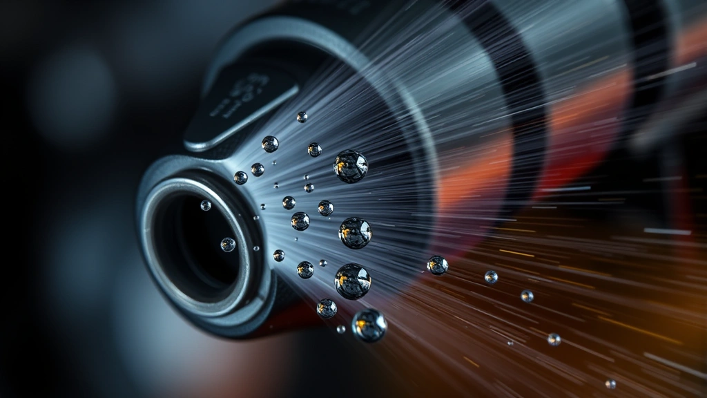 Close-up of clean fuel injector spray pattern with water droplets, professional automotive workshop lighting, macro photography showing precision engineering without any text or labels