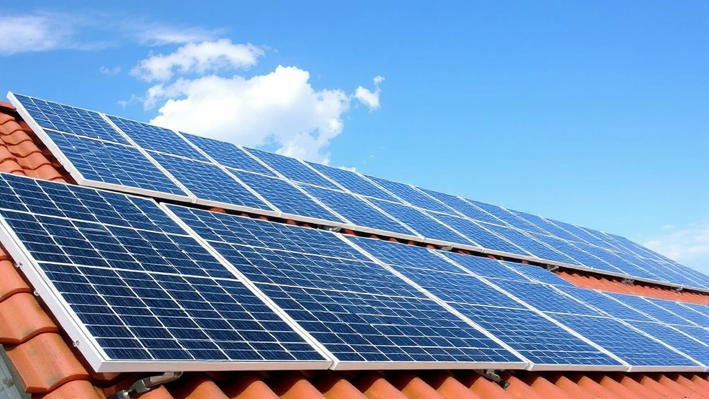 Solar panels installed on commercial building roof with clear sky, representing renewable energy integration and green technology adoption in energy sector operations